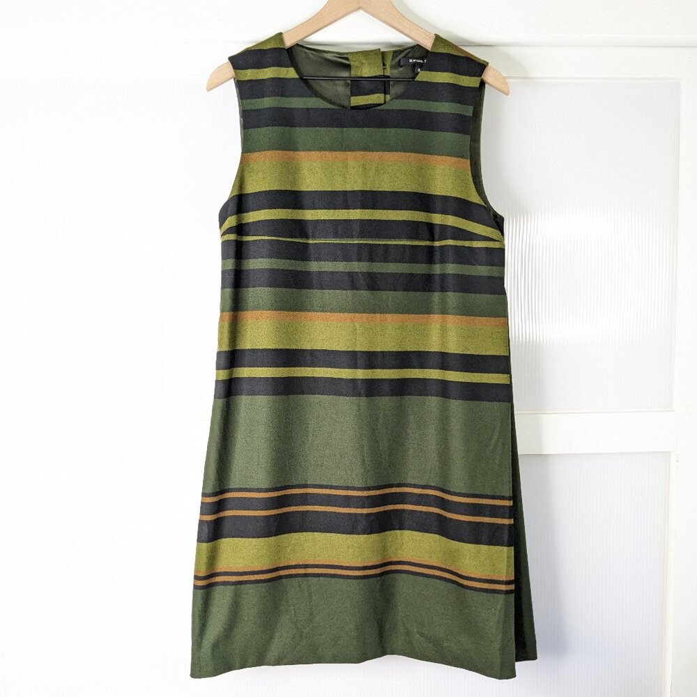 Rachel Roy Green Striped Dress Size 8 Sleeveless Lined Career Workwear Business
